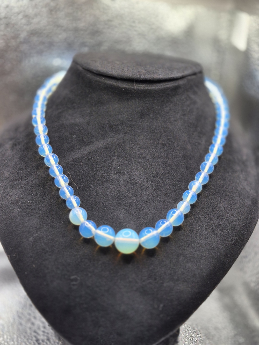 Opalite Beaded Graduation Blue Bead Necklace - Luminous Women's Jewelry